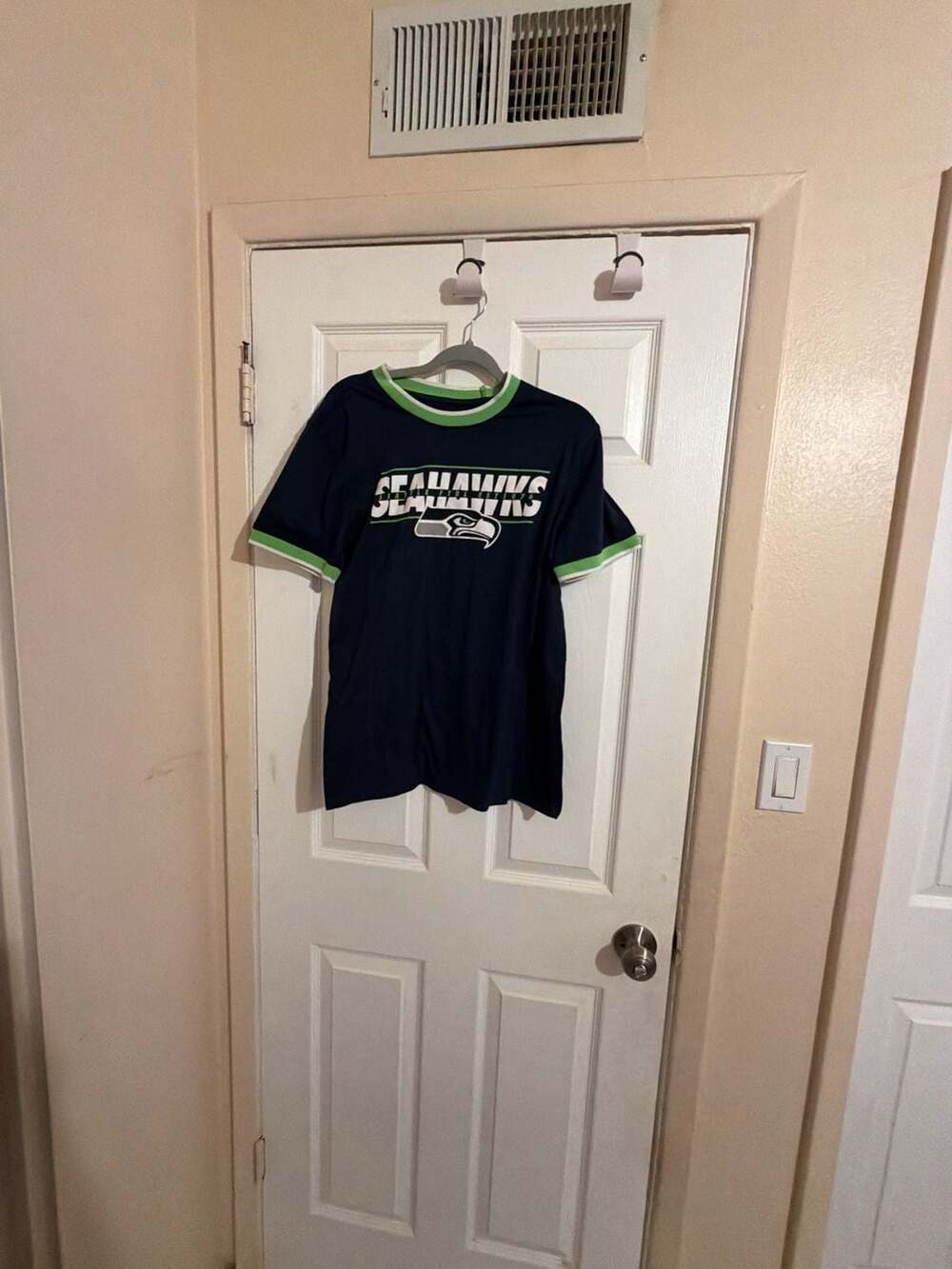 Seattle Seahawks NFL Football Team Logo Graphic T-Shirt with Contrast Trim